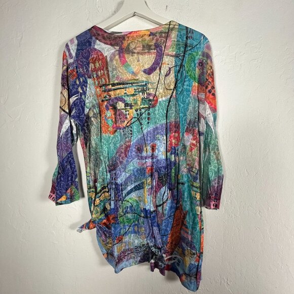 Katharina Marie Womens Abstract 3/4 Sleeve Tunic Top XL Multicolor Lightweight - Picture 2 of 6
